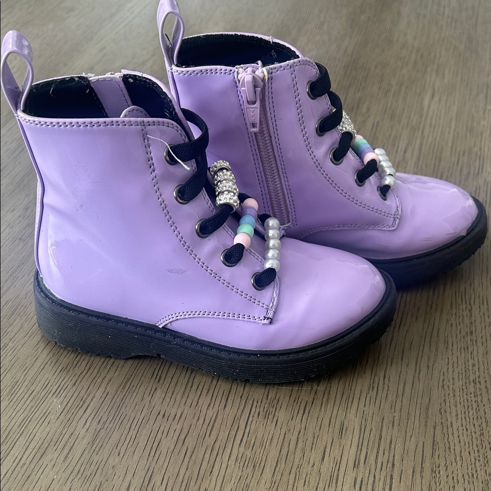 Purple Kids Boots with Beaded Laces-Tucker+Tate